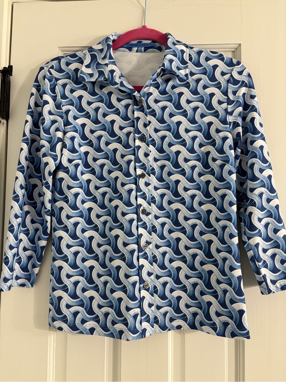 J.McLaughlin Wave Print Button Top - Size XS